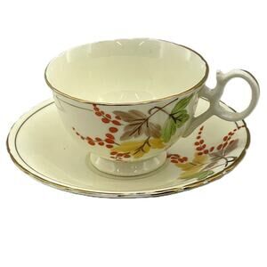 Vintage Delphine Tea Cup and Saucer Floral Gold Trim Bone China England